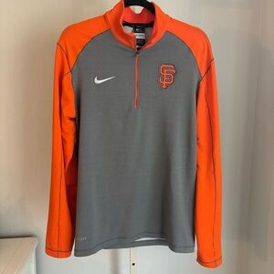 Nike Dri-fit Giants Branded 1/4 Zip Orange & Gray Pullover, Small